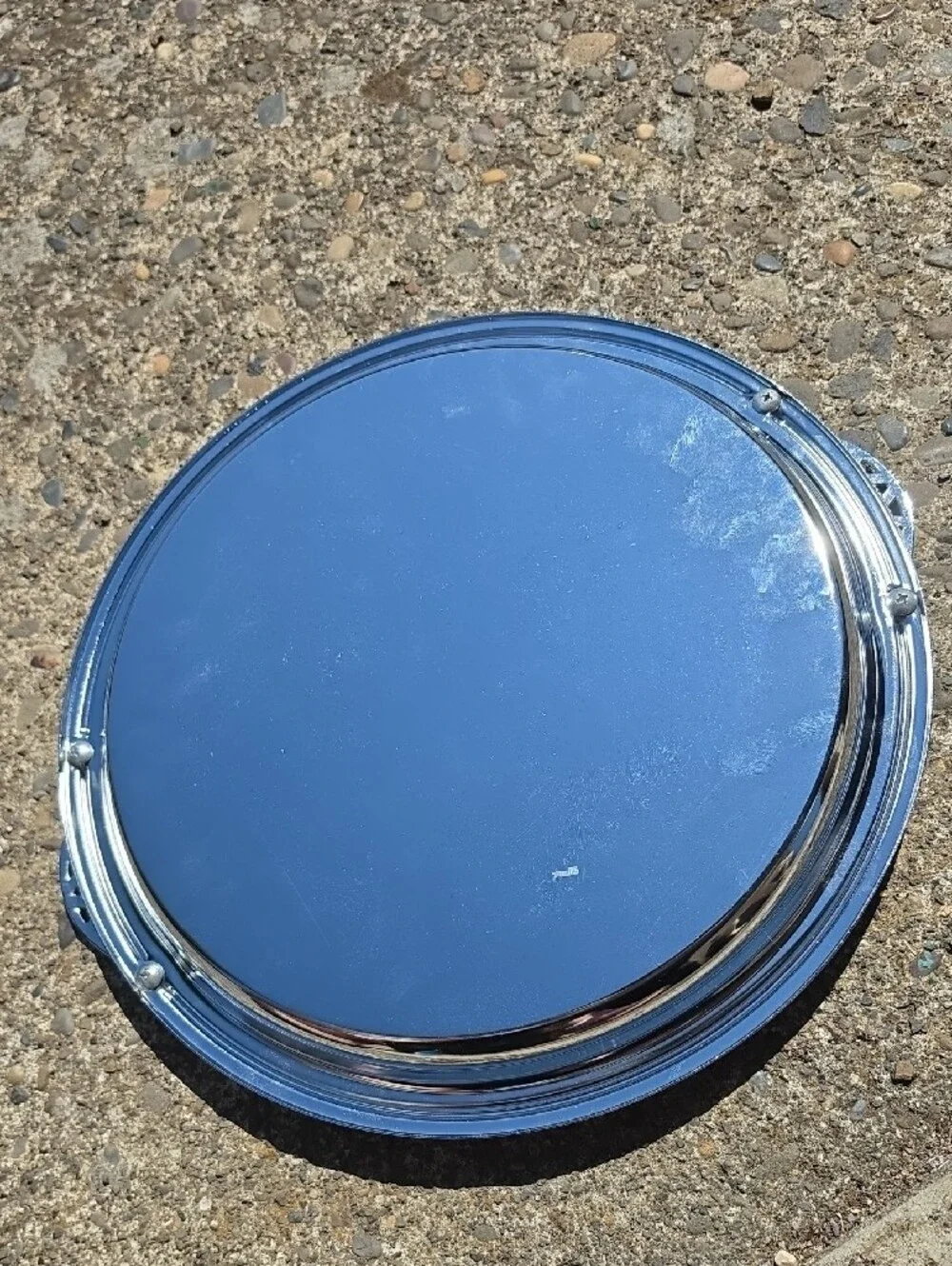 Silver Round Serving Tray with Decorative Handles